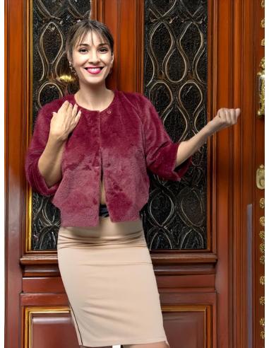 CHAQUETAS PELO GRANATES INVITADAS DE BODA INVIERNO | ABRIGO CAPA