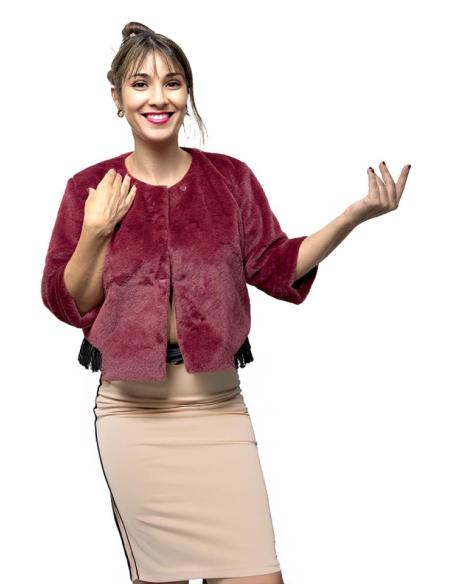 CHAQUETAS PELO GRANATES INVITADAS DE BODA INVIERNO | ABRIGO CAPA