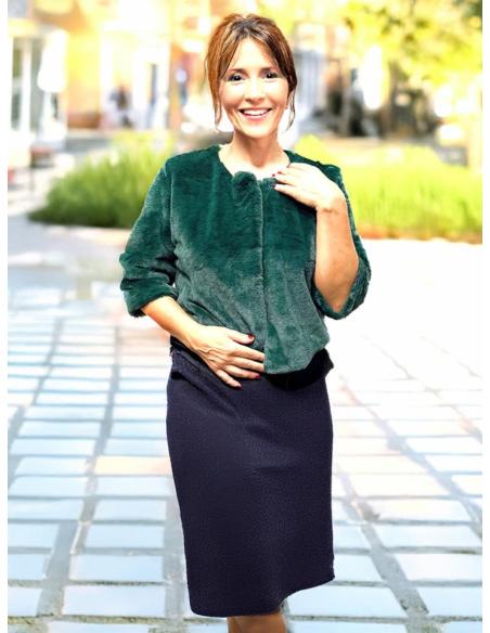 CHAQUETAS PELO VERDE OSCURO INVITADA BODA INVIERNO | ABRIGO CAPA