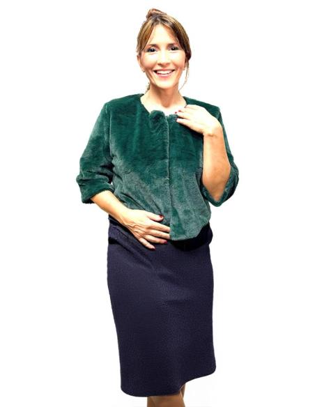 CHAQUETAS PELO VERDE OSCURO INVITADA BODA INVIERNO | ABRIGO CAPA