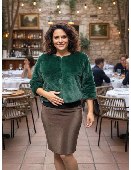 CHAQUETAS PELO VERDE OSCURO INVITADA BODA INVIERNO | ABRIGO CAPA