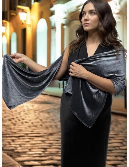 CHALES TERCIOPELO PLATA INVITADA DE BODA INVIERNO | FIESTAS Y EVENTOS