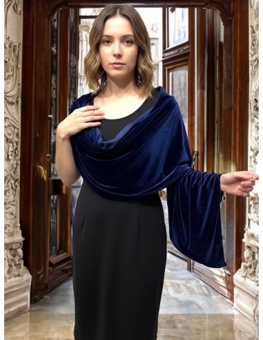 CHALES TERCIOPELO AZULES MARINO DE INVITADA BODAS | FIESTAS Y EVENTOS