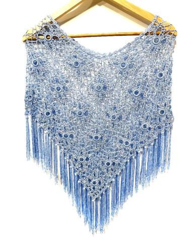 CAPAS CROCHET AZULES CLARO PARA BODA Y FIESTA | PONCHO INVITADA
