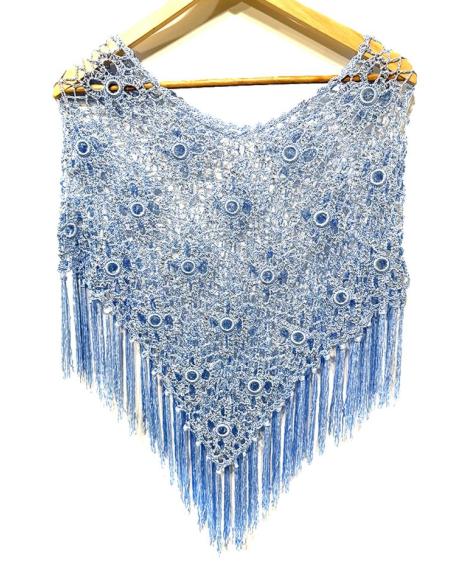 CAPAS CROCHET AZULES CLARO PARA BODA Y FIESTA | PONCHO INVITADA