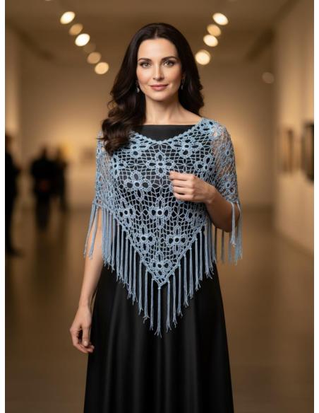 CAPAS CROCHET AZULES CLARO PARA BODA Y FIESTA | PONCHO INVITADA