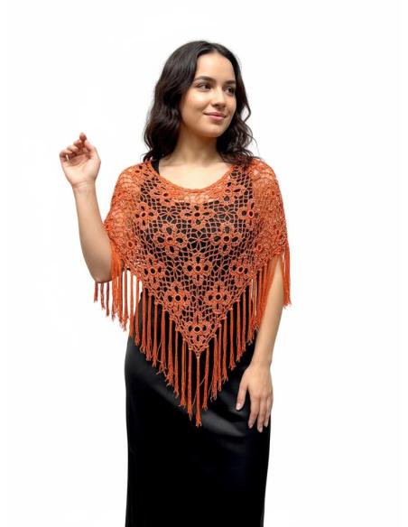 CAPAS CROCHET NARANJAS PARA BODA Y FIESTA | PONCHO INVITADA