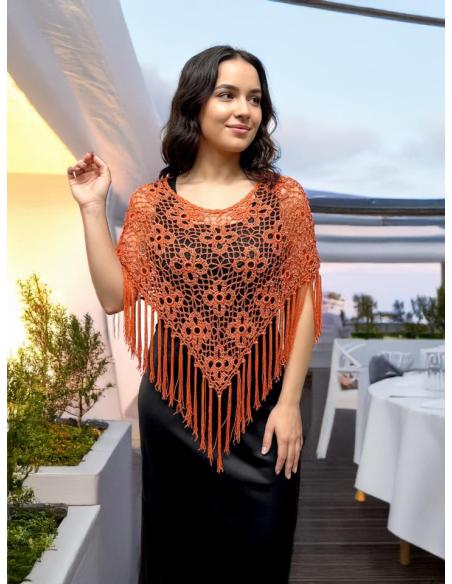 CAPAS CROCHET NARANJAS PARA BODA Y FIESTA | PONCHO INVITADA