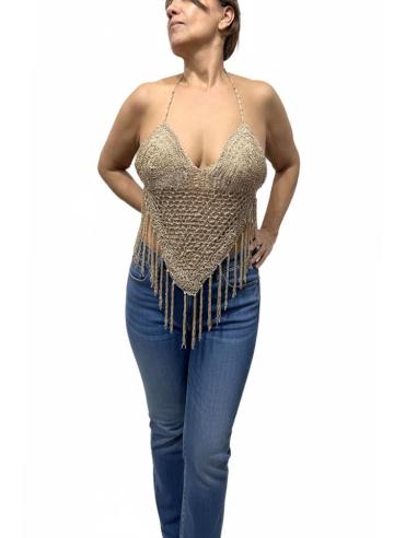CORPIÑOS DORADOS DE FIESTA TOP FLECOS Y CROCHET | MODA MUJER