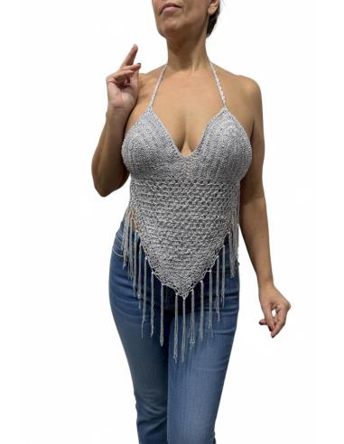 CORPIÑOS PLATEADOS DE FIESTA TOP FLECOS Y CROCHET | MODA MUJER