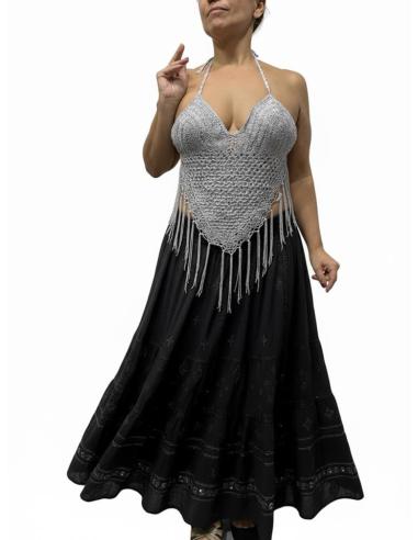 CORPIÑOS PLATEADOS DE FIESTA TOP FLECOS Y CROCHET | MODA MUJER