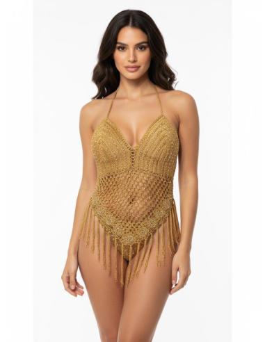 CORPIÑOS MOSTAZA CURRY DE FIESTA TOP CROCHET | MODA MUJER