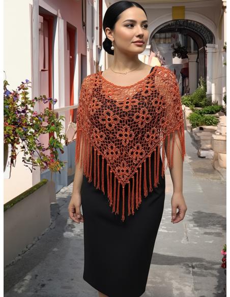 CAPAS CROCHET NARANJAS PARA BODA Y FIESTA | PONCHO INVITADA