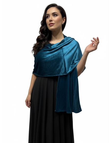 CHALES TERCIOPELO AZUL MAR INVITADA BODA INVIERNO | FIESTAS Y EVENTOS