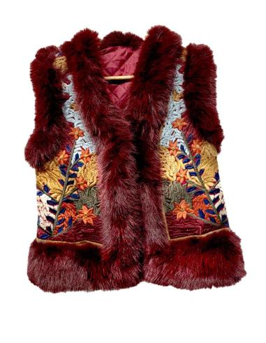 CHALECOS GRANATES Y MULTICOLOR DE PELO ESTILO BOHO | MODA MUJER