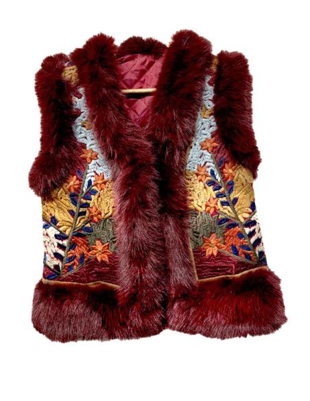 CHALECOS GRANATES Y MULTICOLOR DE PELO ESTILO BOHO | MODA MUJER