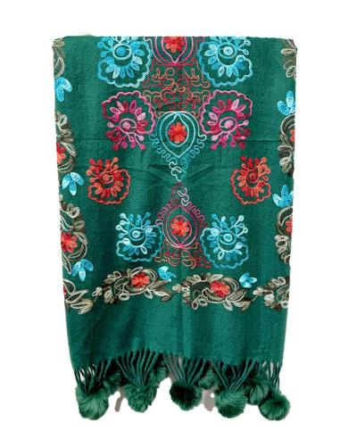 CHALES VERDES BOTELLA TIPO PASHMINA FLORAL | BUFANDAS MUJER
