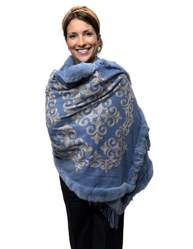 CHALES MUJER AZULES CLARO Y DETALLES PELO LARGO | BUFANDAS
