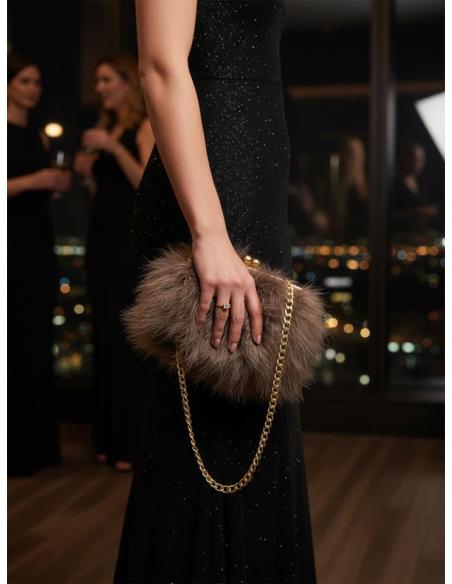 BOLSOS BODA Y FIESTA TOPO CON PLUMAS AVESTRUZ | CLUTCH INVITADA