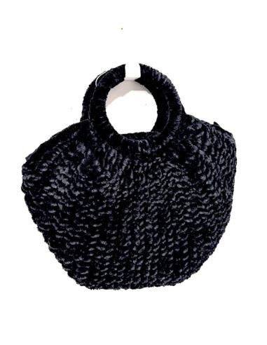 BOLSOS NEGROS DE ASA EN PUNTO CROCHET TERCIOPELO | MODA MUJER
