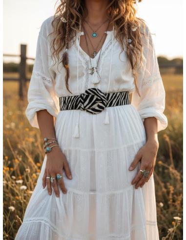 CINTURONES ANCHOS ANIMAL PRINT CEBRA BEIGE Y NEGRO | MODA MUJER