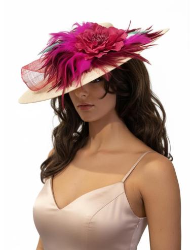 TOCADOS ROSAS NUDE Y PLUMAS VERDE Y BUGAMBILIA | TOCADOS BODA