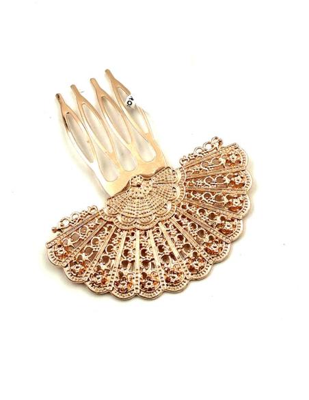 PEINETAS DE ABANICO ORO ROSA PARA BODAS Y EVENTOS | PEINAS MUJER