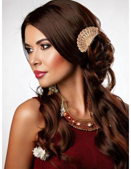 PEINETAS DE ABANICO ORO ROSA PARA BODAS Y EVENTOS | PEINAS MUJER