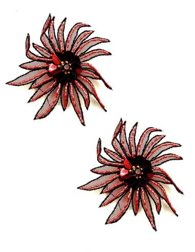 PENDIENTES GRANATES FLOR TELA PARA INVITADAS | PENDIENTES BODA