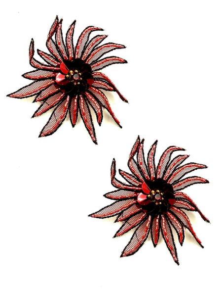 PENDIENTES GRANATES FLOR TELA PARA INVITADAS | PENDIENTES BODA