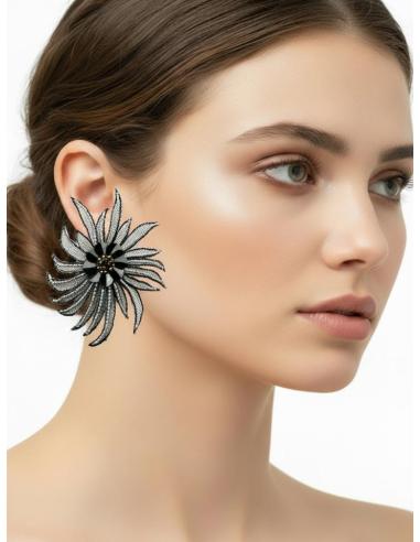 PENDIENTES GRISES DE TELA PARA INVITADAS | PENDIENTES BODA