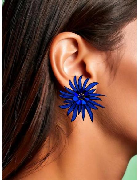 PENDIENTES AZULES MARINO DE TELA PARA INVITADAS | PENDIENTES BODA