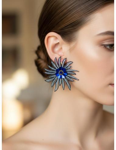 PENDIENTES AZULES MARINO DE TELA PARA INVITADAS | PENDIENTES BODA