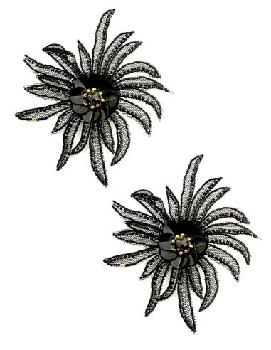 PENDIENTES MUJER NEGROS DE FLECOS LARGOS DE FIESTA | INVITADA