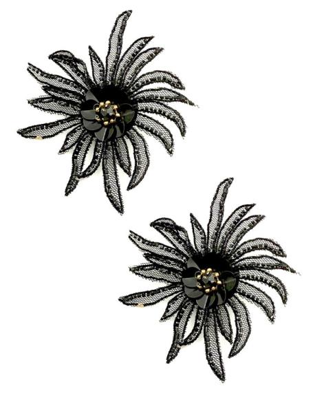 PENDIENTES MUJER NEGROS DE FLECOS LARGOS DE FIESTA | INVITADA
