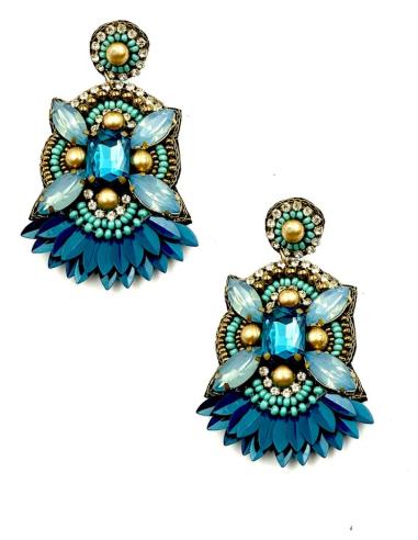 PENDIENTES LARGOS FIESTA Y BODA AZULES PETROLEO | PENDIENTES MUJER