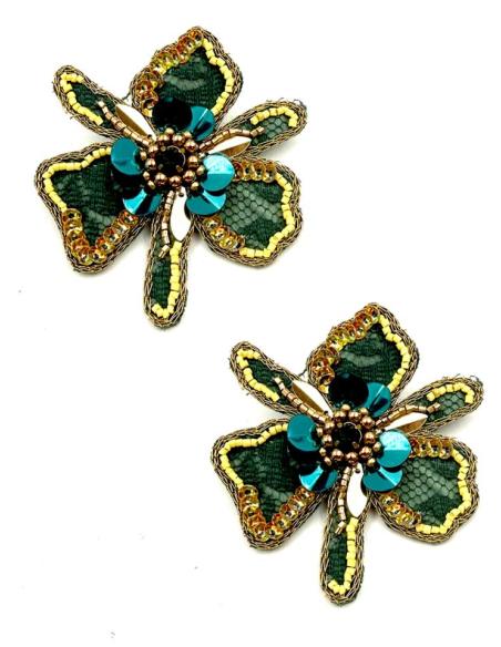 PENDIENTES VERDES Y AMARILLOS FLOR PARA INVITADA | PENDIENTES BODA