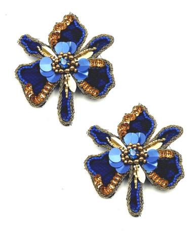 PENDIENTES AZULONES FLOR ORQUIDEA DE FIESTA Y BODA | PENDIENTES MUJER