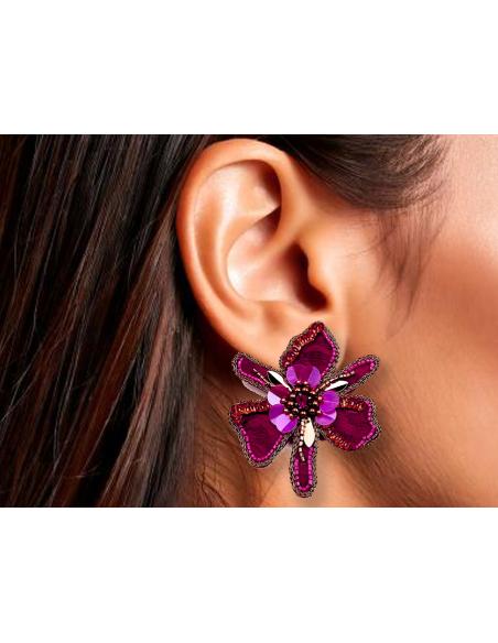 PENDIENTES FUCSIAS FLOR ORQUIDEA DE FIESTA Y BODA | PENDIENTES MUJER