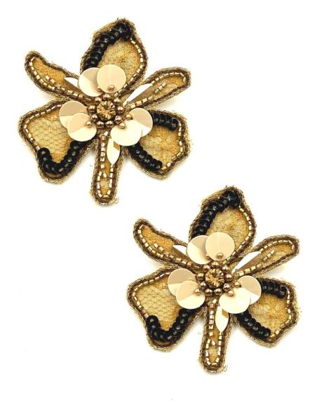 PENDIENTES DORADOS FLOR ORQUIDEA DE FIESTA Y BODA | PENDIENTES MUJER