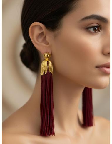 PENDIENTES MUJER GRANATES DE FLECOS LARGOS FIESTA | INVITADA