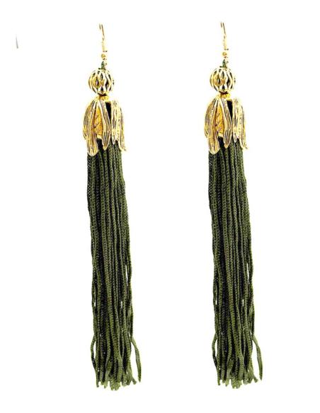 PENDIENTES MUJER VERDE CAZA FLECOS LARGOS FIESTA | INVITADA
