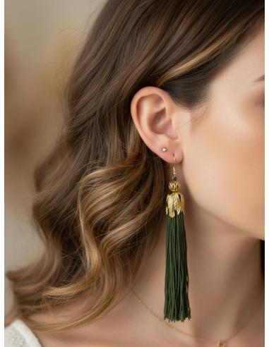 PENDIENTES MUJER VERDE CAZA FLECOS LARGOS FIESTA | INVITADA