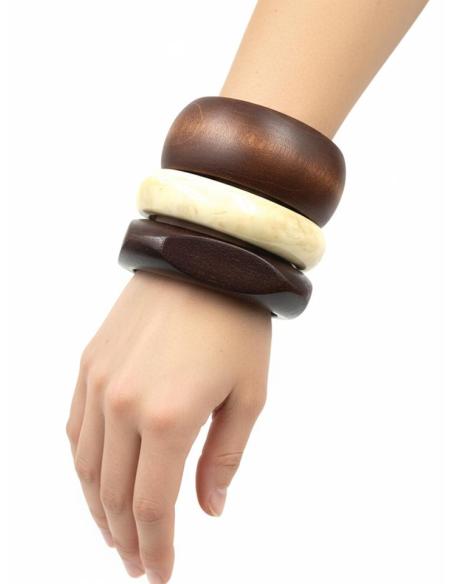 PULSERAS MARRONES Y BEIGE BRAZALETES ANCHOS | ESTILO AFRICANO