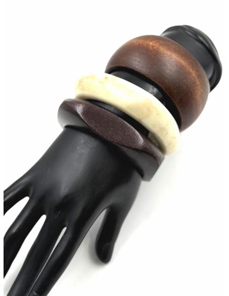 PULSERAS MARRONES Y BEIGE BRAZALETES ANCHOS | ESTILO AFRICANO