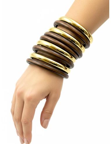 PULSERAS ANCHAS MARRONES Y DORADAS JOYAS AFRICA | ESTILO TRIBAL