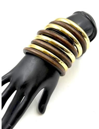 PULSERAS ANCHAS MARRONES Y DORADAS JOYAS AFRICA | ESTILO TRIBAL