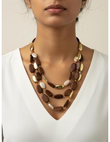 COLLARES MUJER MARRONES DE MADERA VARIAS VUELTAS | MODA CASUAL