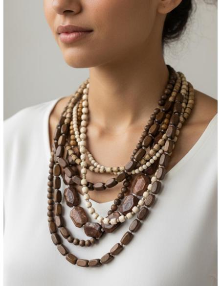 COLLARES MUJER MARRONES ESTILO TRIBAL AFRICANO | MODA CASUAL