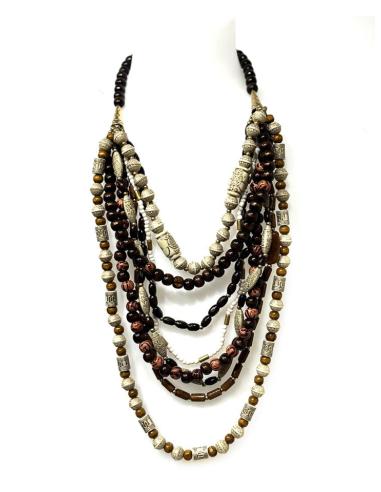 COLLARES LARGOS MARRONES Y DORADOS ESTILO AFRICANO | MODA MUJER